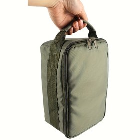 Resim Dayanıklı Yeşil Naylon Balıkçılık Takımı Kutusu - Balıkçılar için Fermuarlı Çok Bölmeli Yem & Yem Depolama Düzenleyici, Taşınabilir Takım Kutusu | Dikdörtgen Takım Kutusu | Güvenli Fermuar Kapatma, Tamamen Yüklü Balıkçılık Takım Kutusu 