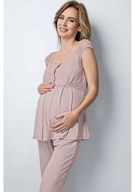 Resim Monamise 18441 Hamile Lohusa Sabahlıklı Pijama Takım - Vizon 