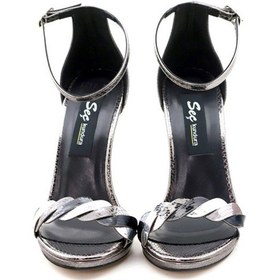 Resim Şnk 7468 Bayan Tek Bant Abiye Ayakkabi Platin Yilan 