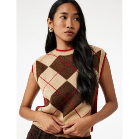 Resim Koton Baklava Desenli Bisiklet Yaka Kadın Triko Süveter 6WAK20004HT (6WAK20004HT) 