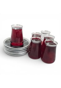 Resim Sudedi Home 6 Lı Cam Çay Bardağı Seti Desenli Cam Tabaklı Çok Renkli 