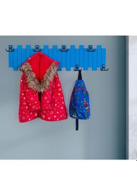 Resim Mavi Ahşap Duvar Ve Kapı Askısı Elbise Askılık Çit Modeli 8 Askıl Mavi 