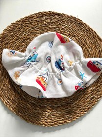 Resim LUMİBABY BUTİK %100 pamuk çift katlı müslin bebek şapkası(6 ay -2 yaş uyumlu-lastikli) 