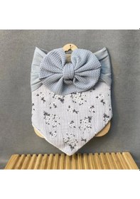 Resim Uretti - Derya 5189 - 5373 Bebek Bandana Ve Yaka Seti - Gri Gri 