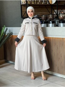 Resim Esre Store 4515 - Scuba Kumaş İkili Tesettür Takım Bej 