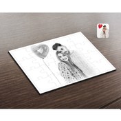 Resim Kişiye Özel Karakalem Tasarımlı Ahşap Puzzle-3 