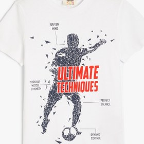 Resim Erkek Çocuk Futbol Baskılı Tişört Kısa Kollu Bisiklet Yaka Pamuklu 