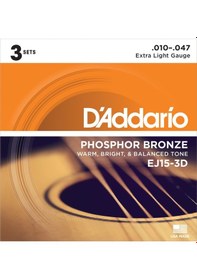 Resim Daddario EJ153D 3 Paket Akustik Gitar Tel Seti 
