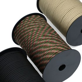 Resim 50M Rulo Paket 9 Çekirdekli Şemsiye İpi, 4mm, Siyah, Poliamid, 55.34 KG'dan (2.27KG) Daha Az Çekme Dayanımı, Magnezyum Çubuğu/Çakmak Yok, Dış Mekan Kampı, Dağ Yürüyüşü, Çadır, Bilezik, Asma İçin 