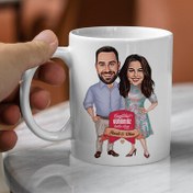 Resim Sevgililer Günü Mesajlı Karikatürlü Kupa Bardak 