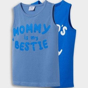 Resim DeFacto Erkek Bebek Bisiklet Yaka Baskılı 2'li Atlet E1267A525HSBE103 