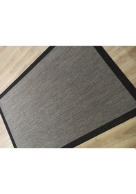Resim Çam Halı Sisal 9715 Gri / Siyah Bordürlü Jüt Sisal Kilim - 160x160 
