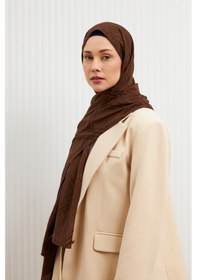 Resim Mirsoy Scarf Aura Desen Pamuk Jakar Şal Acı Kahve 