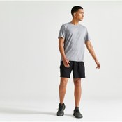 Resim Decathlon Domyos Erkek Alacalı Gri Spor Tişörtü 100 - Fitness 