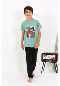 Resim Akbeniz Erkek Çocuk Kısa Kol Penye Pijama Takım 20758 Suyeşili Su Yeşili 