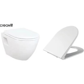 Resim Creavit TP325 Asma Klozet + Yeni Slim Yavaş Kapanır Kapak KC5000-ORJİNAL 