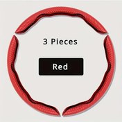 Resim Hightower 3 Parça Kırmızı Kaymaz Karbon Fiber Direksiyon Kılıfı, Evrensel Fit 38.5cm Üç Parça Takım - Kırmızı 