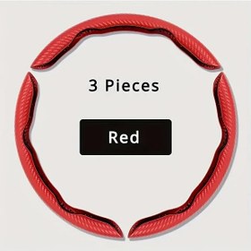 Resim Hightower 3 Parça Kırmızı Kaymaz Karbon Fiber Direksiyon Kılıfı, Evrensel Fit 38.5cm Üç Parça Takım - Kırmızı 