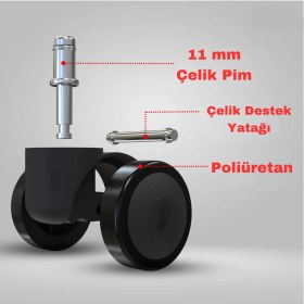 Resim 10 ADET Ofis Sandalyesi Tekerleği Seti, Ofis Sandalye Tekeri, Pimli Bürosit Tekerlek 
