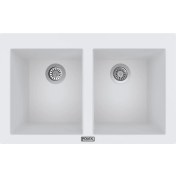 Resim POLEX Cristalüx Granit Evye P-2XLN Beyaz 2 Hazneli Tezgah Altı Ve Tezgah Üstü Mutfak Evyesi 80,5x51,5cm 