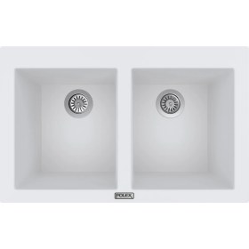Resim POLEX Cristalüx Granit Evye P-2XLN Beyaz 2 Hazneli Tezgah Altı Ve Tezgah Üstü Mutfak Evyesi 80,5x51,5cm 