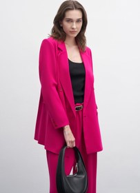 Resim Kadın Krep Kruvaze Blazer Ceket Fuşya - S 