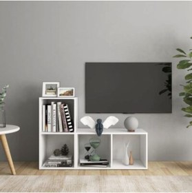 Resim Tdesigno Tdesıgno Belgin Kitaplıklı Televizyon Sehpası - Ünitesi -kitaplık-beyaz 90 Cm 4 Raflı 