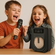 Resim Zineets Işıklı Yüksek Ses Party Box Bluetooth Hoparlör Taşınabilir Şarjlı Ses Sistemi Kablosuz Karaoke Mic 