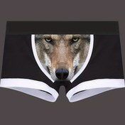 Resim Erkekler için Yenilikçi Kurt Baskılı Boxer Külotlar – Nefes Alabilir, Rahat Esnek İç Çamaşırı, Elastik Bel Bandı, Kırmızı ve Beyaz, Polyester/Elastan Karışımı 