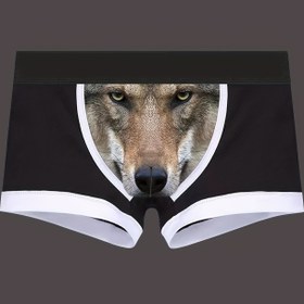 Resim Erkekler için Yenilikçi Kurt Baskılı Boxer Külotlar – Nefes Alabilir, Rahat Esnek İç Çamaşırı, Elastik Bel Bandı, Kırmızı ve Beyaz, Polyester/Elastan Karışımı 