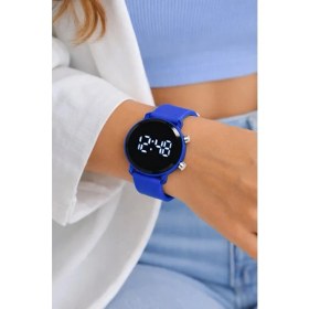 Resim Sonsuzsaat Mavi LED Dijital Kol Saati Silikon Kordonlu Unisex Modern Spor Kadın Erkek Çocuk Saat 