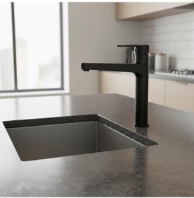 Resim Domıno Canak Tıpı Lavabo Bataryası Sıyah Beyaz 