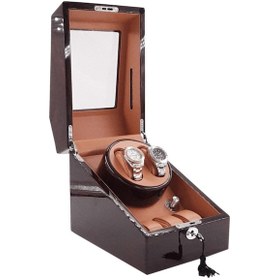 Resim Otomatik Saat Kurma Kutusu, Watch Winder Piano Brown Led Işıksistemli 2+3 