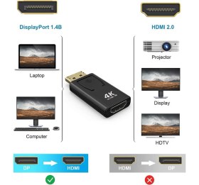 Resim Maxgo 2168 4k Displayport To HDMI Kablo Display Port Çevirici Dönüştürücü Mini Siyah 
