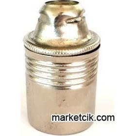 Resim Marketcik Dekoratif E14 Düz Krom Metal Duy 
