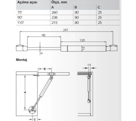Resim Hafele Runa Gazlı Piston Amortisör 100N 4lü Avantaj Paket 