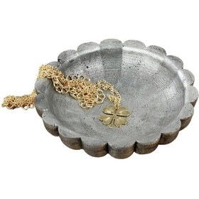 Resim Dekoratif Kase Takı Kutusu Yüzük Kolye Kutusu Mum Tabağı Takı Organizer Çiçek Model - Gümüş Eskitme 