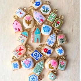 Resim 1 adet Emaye Boyalı 304 304 304 304 Paslanmaz Çelik 18K Altın Kaplama - Çiçek ve Bitki Tasarımlı, Anahtarlıklar, Çantalar, Takılar, Takı Yapım Malzemeleri, Anahtarlık Aksesuarı, Şık Aksesuar, Dayanıklı Aksesuar için Moda Aksesuarı 