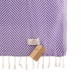 Resim YURTLU'S Sapphire Sands Series Turkish Beach Towel Pre-Washed 38"x72" Quick Dry and Highly Absorbent Oversized Sand-Free Stylish and Versatile for Beach, Spa, and Home Light 100% Cotton Peshtemal - Purple 
