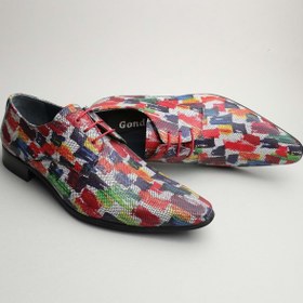 Resim Gondol Erkek Hakiki Deri Sivri Burun Özel Deri Tasarımlı Kundura Tz.615 