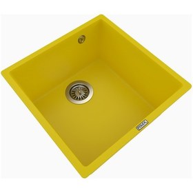 Resim Polex Cristalüx Granit Evye P-X40 Sarı Tezgah Altı Ve Tezgah Üstü Kare Mutfak Evyesi 53.8x44 CM 