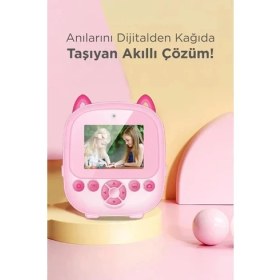 Resim Dijital Video Fotoğraf App Destekli Çocuk Kamerası Termal Resim Kağıt Baskılı Yazıcı Pembe 