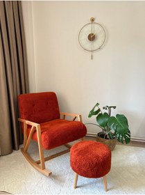 Resim öz kısmet mobilya since 1990 Sallanan Ahşap Berjer Koltuk Puf Ve Minder Hediyeli 