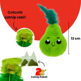 Resim Catnip Cepli Armut Peluş Kedi Oyuncağı ve 2 Adet Catnip Paketi 