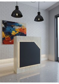 Resim Resital Ledli Karşılama Bankosu G-90 Cm Ofis Kasa Resepsiyon Masası Banko-002-8-4 