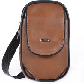 Resim Meka Deri Unisex Antik Kahve Hakiki Deri Telefon Bölmeli Omuz Çantası 