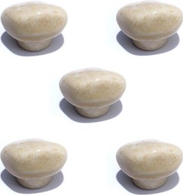 Resim 5 Adet Porselen Meşe Taş Düğme Tek Vidalı Mobilya Dolap Kulp 