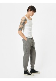 Resim Koton Kargo Cepli Pantolon Jogger Slim Fit Beli Bağcıklı Gri 4sam40089hw Gri 