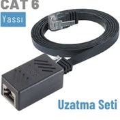 Resim Irenis CAT6 Kablo Uzatma Seti. Yassı Ethernet Kablo ve Ekleyici 5 M-Siyah 