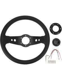 Resim Creatorally 13IN Araba Direksiyon Pu Şık Görünüm Darbeye Dalı Gelişmiş Kavrama Kolay Kurulum Yarış Direksiyon Araç Için Siyah (Yurt Dışından) 